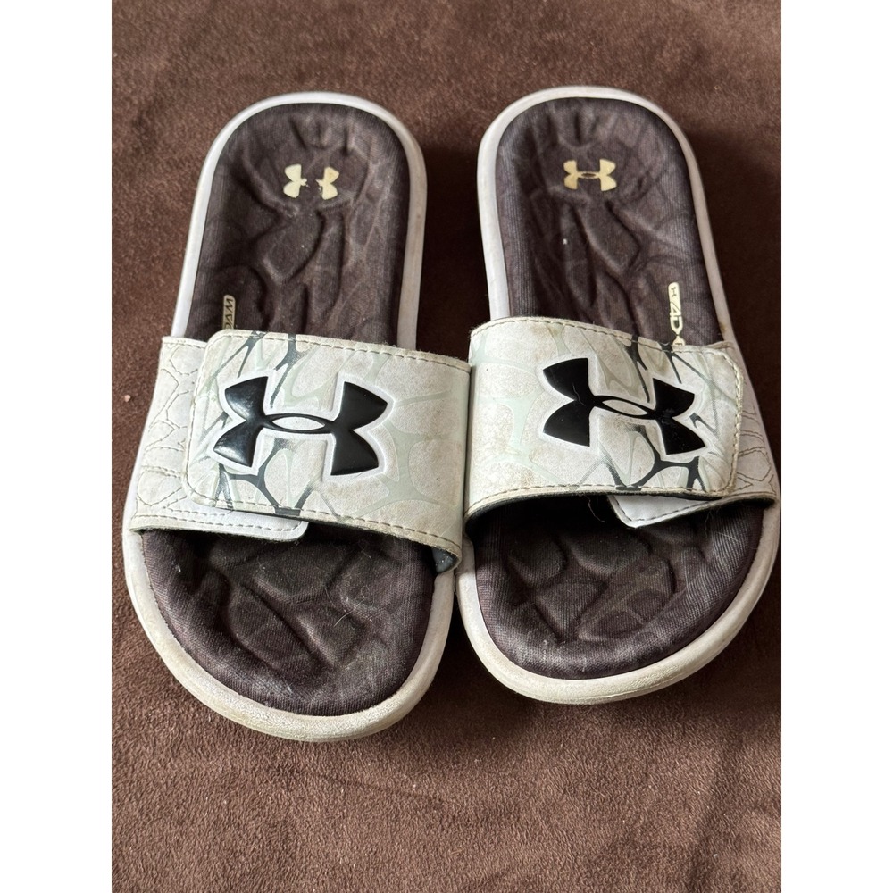 Under Armour Kids Ignite VI Graphic Slide Sandals White Black  Size 2Y